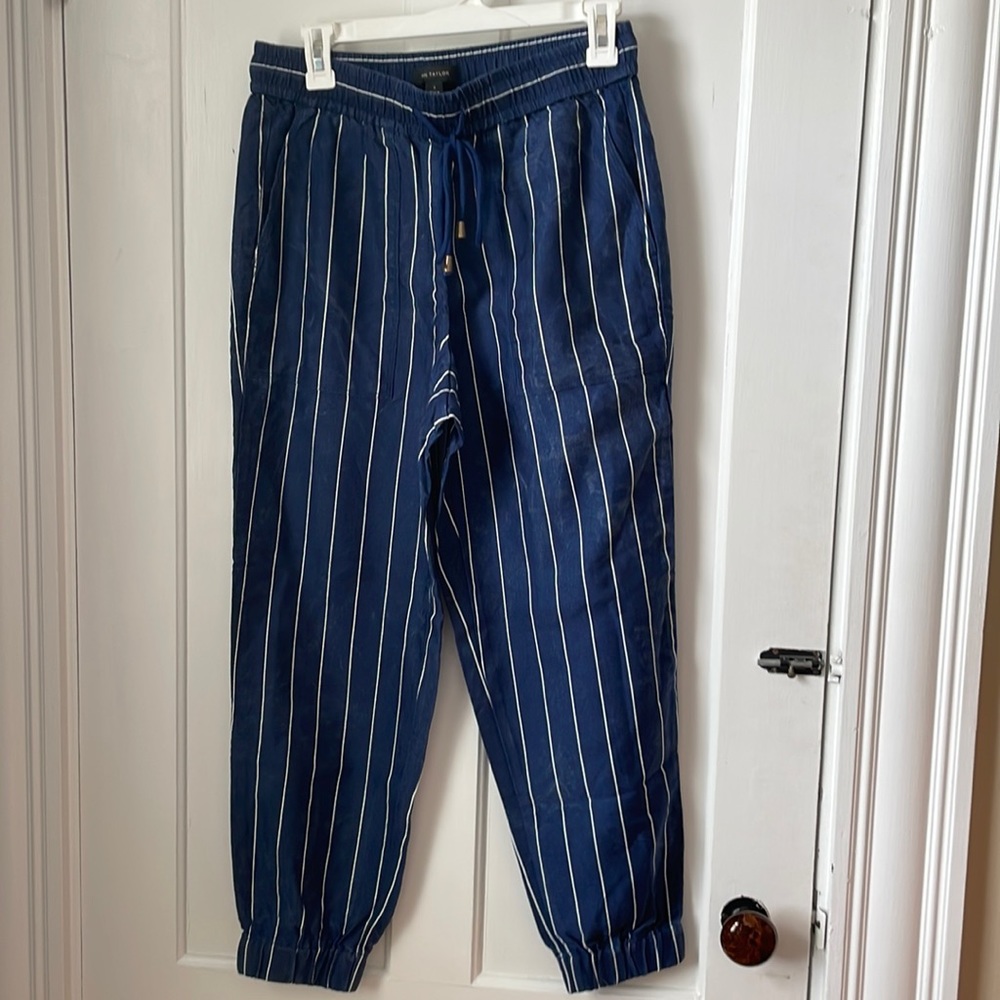 Cute white striped acid wash joggers